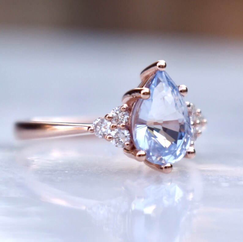 Pastel Blue Sapphire Engagement Ring,Rose Gold Sapphire Engagement Ring,White Sapphire Engagement Ring,Sapphire Promise Ring,Sapphire Ring image 4