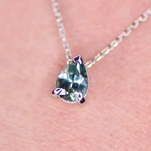 Montana Sapphire Necklace,Montana Sapphire Solitaire Necklace,Green Sapphire Necklace,Sapphire Birthstone Necklace,Sapphire Jewelry