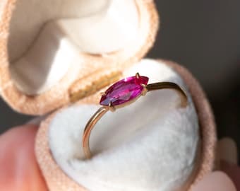 Natural Ruby Engagement Ring,Marquise Cut Ring,Ruby Solitaire Engagement Ring,Ruby Alternative Engagement Ring,Red Engagement Ring