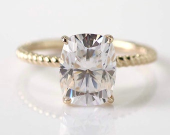 Weißer Saphir Verlobungsring Vintage 14K Gold,Weißer Saphir Diamant Ring,Kissen Saphir Ehering,Verlobungsring Weißer Saphir