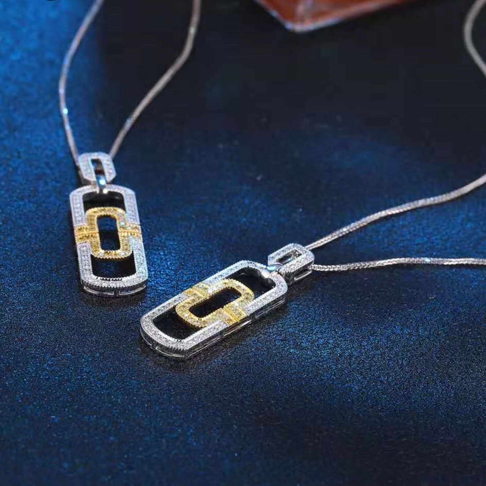 Diamond Paper Clip Necklace 18K Solid Goldpaperclip Chain Etsy