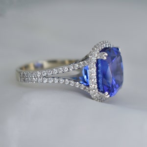 14 ct Tanzanite Ring w/ Diamonds & Blue Sapphires 14K Gold,Tanzanite Engagement Ring,Solitaire Tanzanite Ring,Blue Tanzanite Ring,Blue Stone