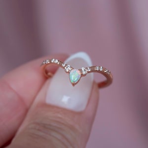 Opal and Diamond Wedding Band,Chevron Wedding Band,Contour Wedding Band,Curved Wedding Band,Wedding Band Women,Unique Wedding Band