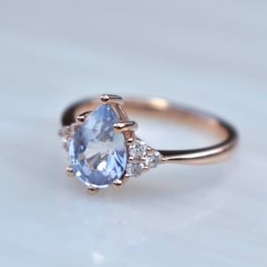 Pastel Blue Sapphire Engagement Ring,Rose Gold Sapphire Engagement Ring,White Sapphire Engagement Ring,Sapphire Promise Ring,Sapphire Ring image 7