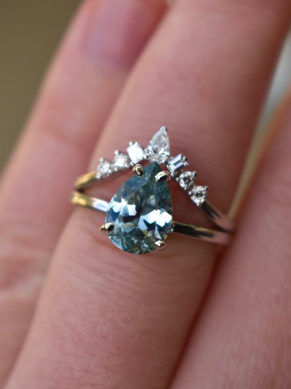 Aqua blue shop engagement ring