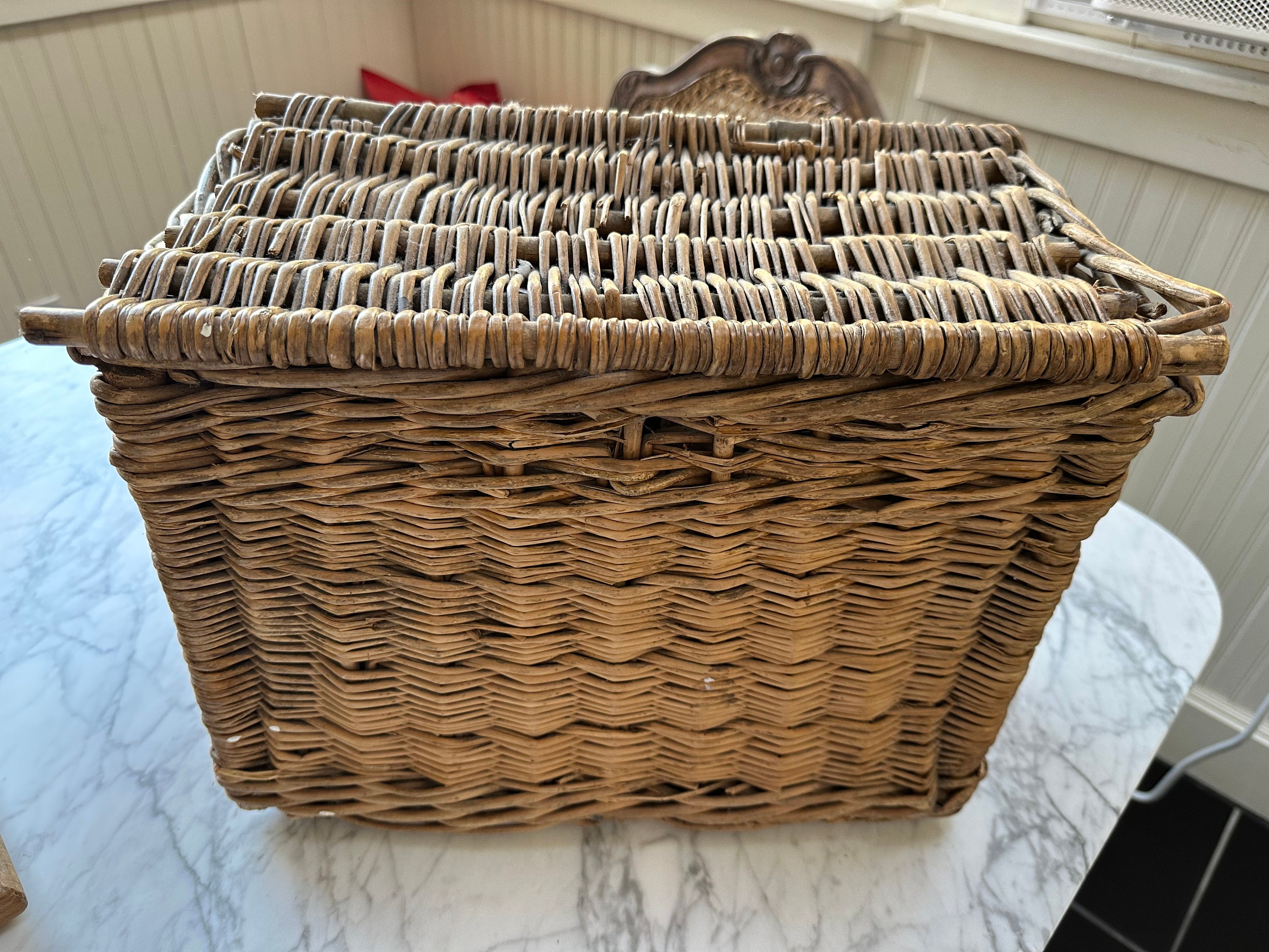 Antique Fishing Basket Wicker Etsy