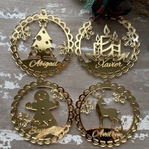 Decoración de Navidad grabada en oro ornamento de Navidad | Etsy