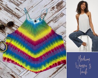 Tie Dye Asymmetric Tank Top  - Medium. Tie Dye tank top, Festival Tie Dye.  Tie Dye Top.  Hippie Top.  Boho Top.