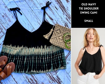 Omgekeerde tie-dye tie-shoulder swing cami. KLEIN. Tie-dye tanktop.  Hippietanktop.  Boho-tanktop.