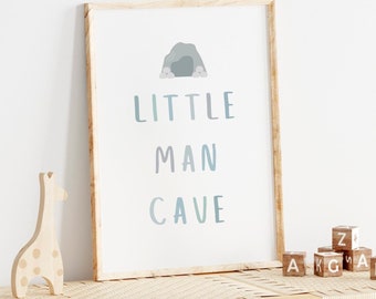 Little Man Cave Nursery Print: Minimalist Boy Room Decor (Digital Download)