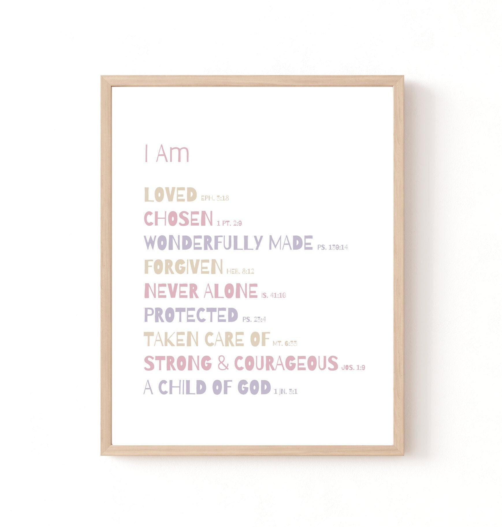 Christian Affirmations Art: Bible Verse Girl's Room Decor (PDF Files)