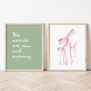 Decoración de pared para habitación de niña: Lazos y versículos bíblicos (descarga digital)