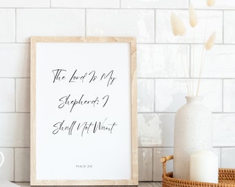 Psalm 23 Scripture Print: Neutral Christian Wall Art (Digital Download)