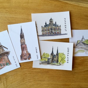 Cartes postales ensemble Delft A6 - Peinture à l’aquarelle