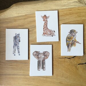 Schattige dieren in aquarel - kaarten set - duurzaam papier - A6 ansichtkaart stampa ad acquerello