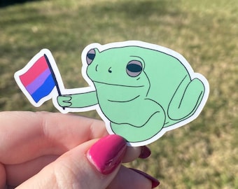 Bi Pride Frog Sticker, Glossy LGBTQ Sticker