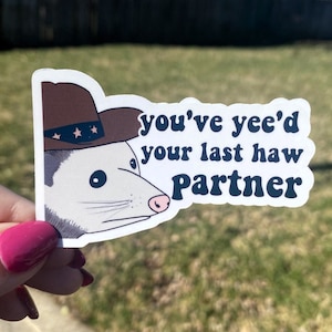 Cowboy Possum Sticker | Yeehaw Sticker | Possum Sticker | Sticker for Laptop | Funny Sticker