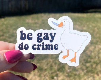 Goose Sticker | Be Gay Do Crime | Meme Sticker | Funny Sticker  | Sticker for Laptop | Funny Sticker
