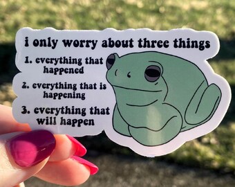 Frog Meme Sticker, I Only Worry About Three Things