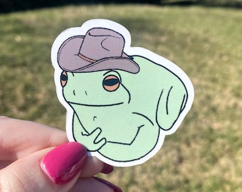 Cowboy Frog Glossy Sticker