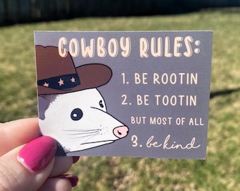 Cowboy Possum, Cowboy Rules Glossy Sticker