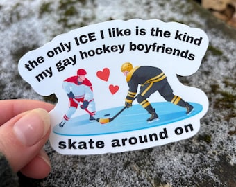 Gay Hockey Boyfriends Glossy Sticker, Anti-ICE