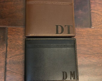 Engraved Leather Wallet, Personalized Wallet, Gift for Dad, Gift for Husband, Christmas Gift, Boyfriend's Gift, Valentines Day Gift for Men