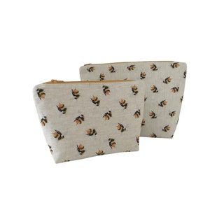 Makeup bag/cosmetic bag/toiletry bag/gift for her/handmade UK,Bumble bee print