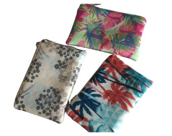 Handmade Waterproof Makeup Bag: Tropical Print Cosmetic Bag