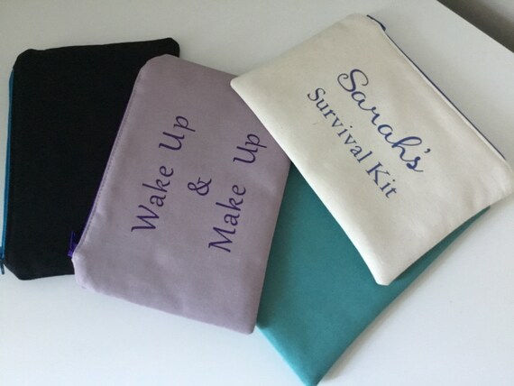 Personalised Pouch, Makeup Bag, Cosmetic Bag, Linen, Gift for Her