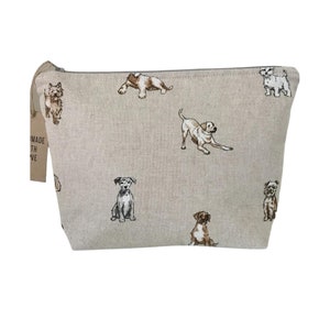 Makeup bag/cosmetic bag/toiletry bag/gift for her/Dog print