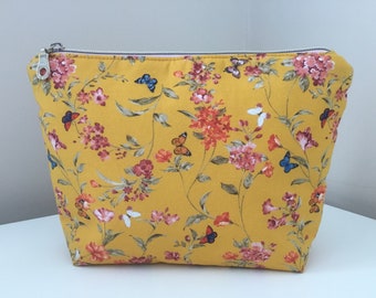 Oriental Print Makeup Bag: Handmade Toiletry Bag