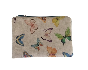 Handmade Butterfly Print Makeup Bag: Handbag Size Cosmetic Pouch