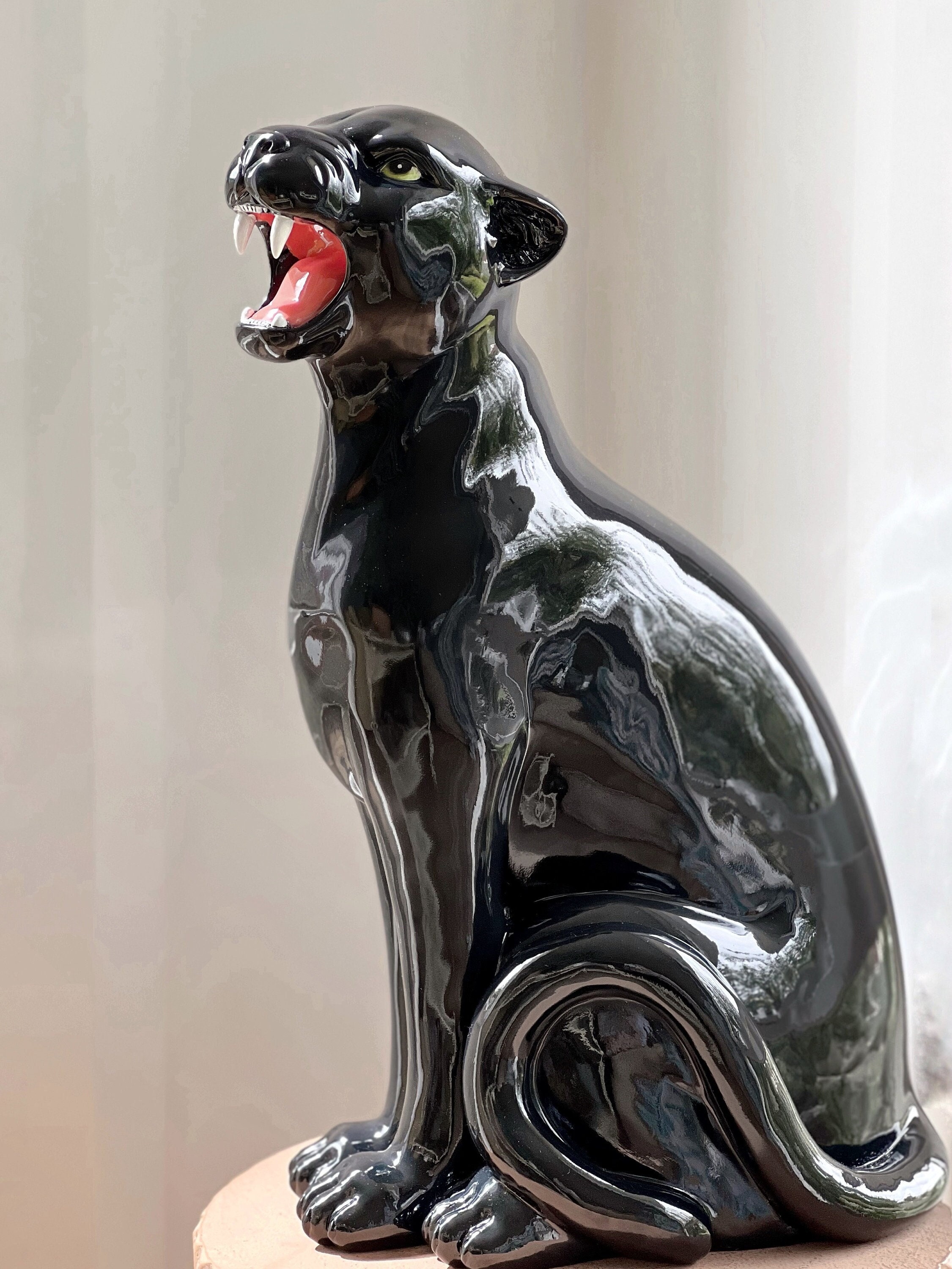 Vintage black panther ブラックパンサー　セラミック　置物 1950's ヴィンテージ セラミック ブラックパンサー オブジェ