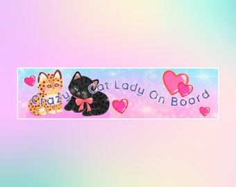 Adesivo de para-choque Crazy Cat Lady On Board