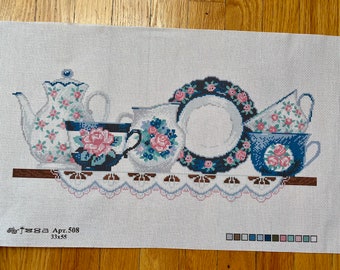 Dishes Cups Stamped Needlepoint Prestamped  Dining Cross Stitch Kitchen Embroidery Design