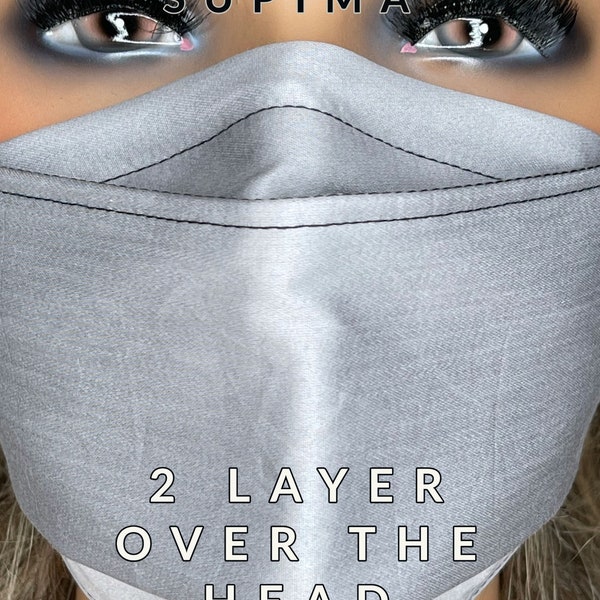 3D Over the Head 2 Layer XXL,XLg,Lg,Med,Small, XSmall, XXSmall ADULT or CHILD Adjustable FaceMask w/NoseWire,1Day Processing,Indiana Shipped