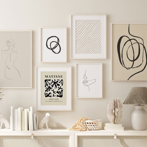 Minimalist Gallery Wall Set of 6 Modern Abstract Print Set Etsy