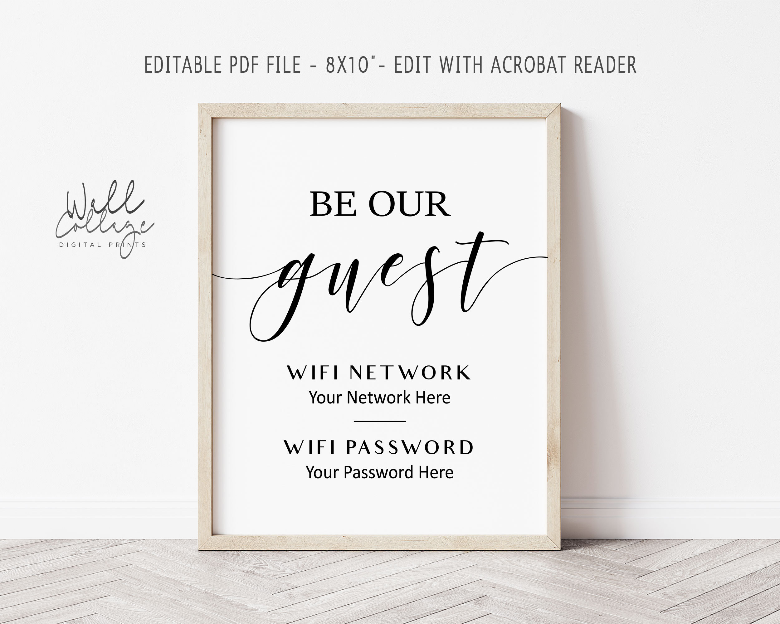 Be Our Guest Wifi Printable Wifi Password Sign Editable PDF | Etsy