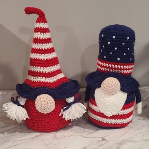 Patriotic Crocheted Gnomes, Handmade, Ready to Ship