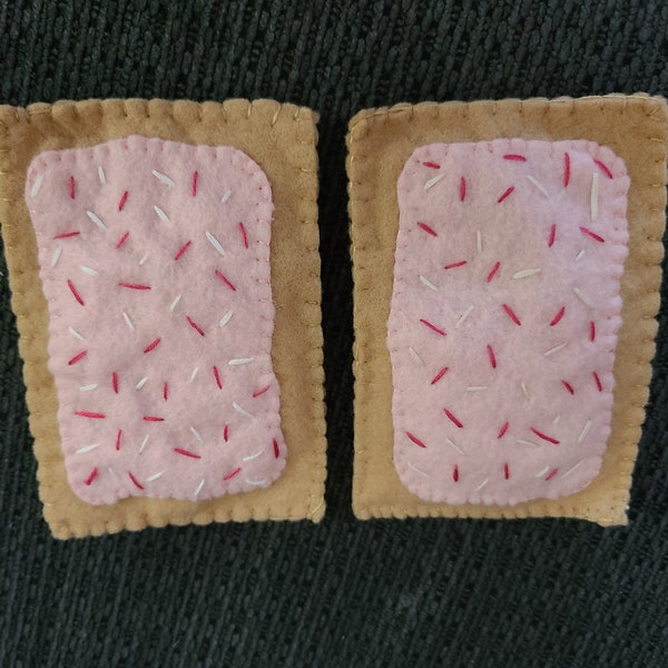 Felt Food Handmade  Strawberry Poptarts Toaster Pastries, Set of 2 NEW