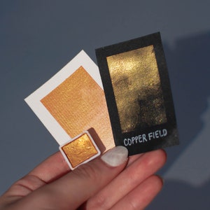 copper fields - handmade watercolour metallic shimmery [half pan, dot card and more +]