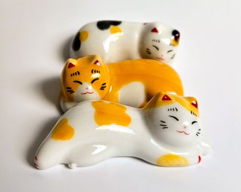 cute cat ceramic brush holder rest