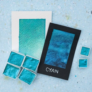 cyan  - handmade watercolour paint [half pan, quarter pan, minipan]