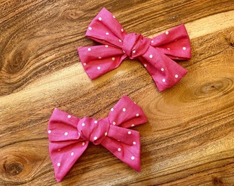Hot pink polka dot fabric bow headband / clip / hair accessory
