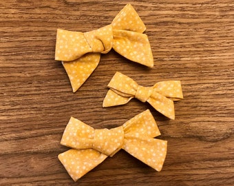 Mustard dot fabric bow headband / clip