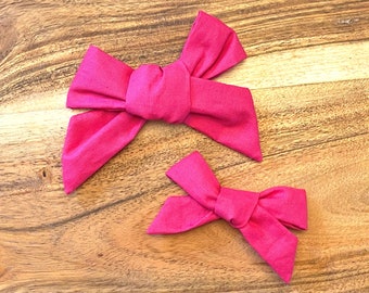 Hot pink solid fabric bow headband / clip / hair accessory