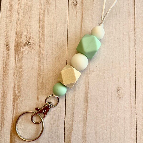 thumbnail image 2 of Keychain Lanyard For Teachers Breakaway Teacher Lanyard - Silicone Beaded ID Badge Lanyard With Keychain Beaded Lanyards For Id Badges 2 of 11