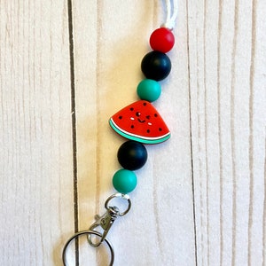 Watermelon silicone bead lanyard keychain / badge holder / teacher lanyard / ID holder / breakaway lanyard / fruit lanyard