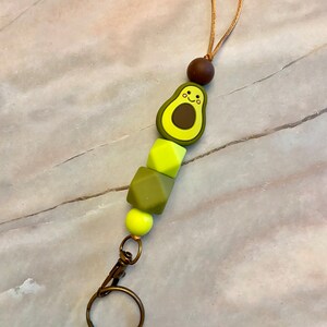 Avocado silicone bead lanyard keychain / badge holder / teacher lanyard / ID holder / breakaway lanyard / avocado lanyard / food